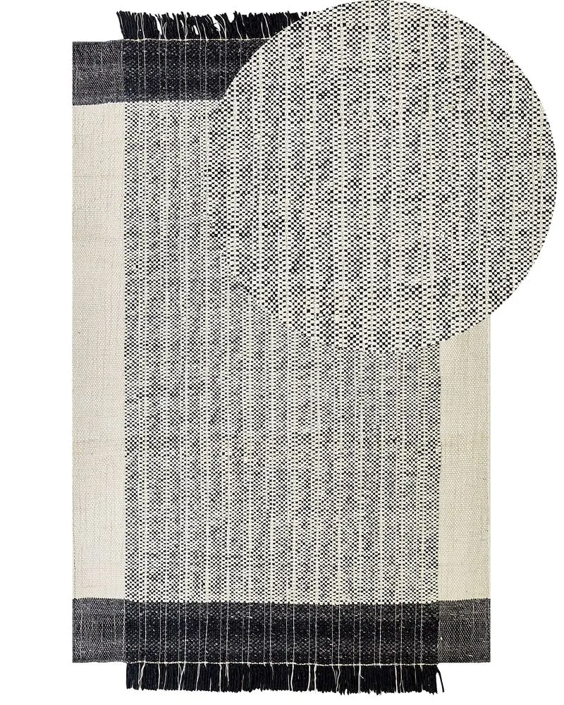 Vloerkleed wol zwart/wit 140 x 200 cm KETENLI