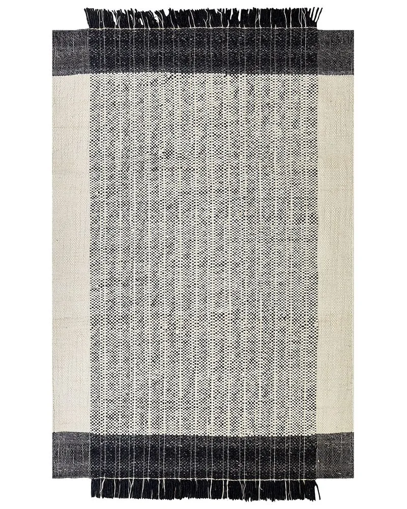 Vloerkleed wol zwart/wit 140 x 200 cm KETENLI