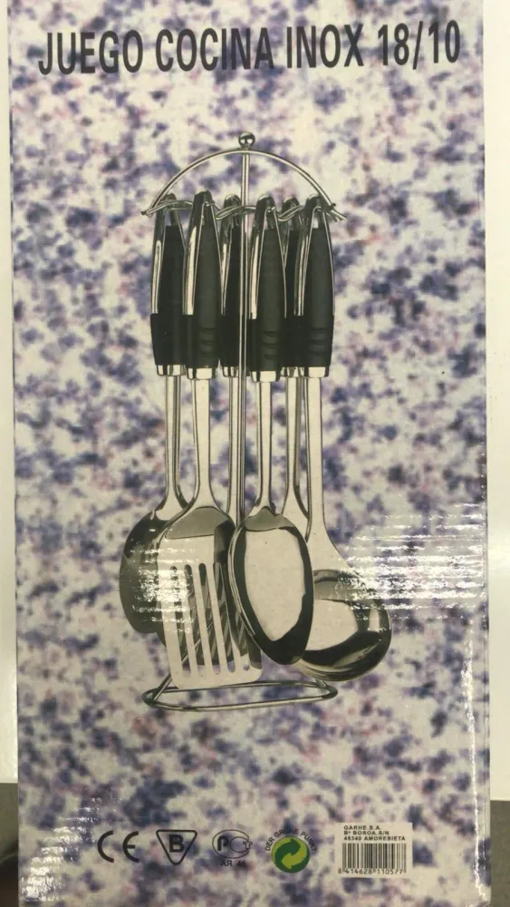JUEGO COCINA INOX NEGRO 6 PZAS an-repuestos