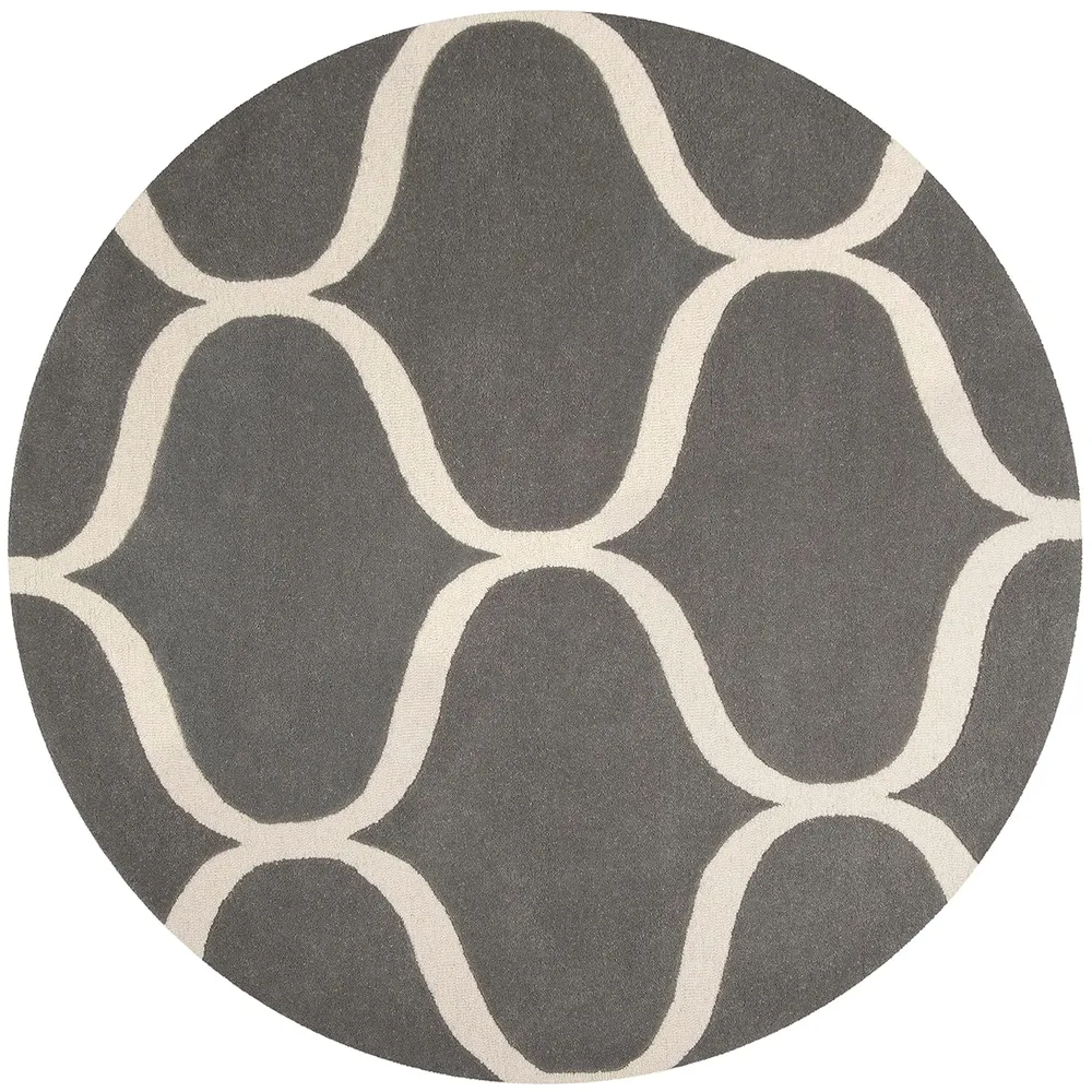 Échappement complet Round Cream & Grey Super Soft New Zealand Laine Rug
