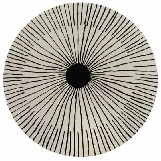 Racing Round Cream & Black Super Soft New Zealand Laine Rug