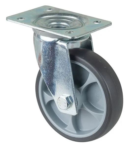 Rouleau de transport BS rollers largeur 32 mm Ø125 mm jusqu'à 120 kg pneus thermoplastiques gris corps de roue en...