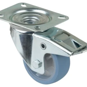 Roulette de transport pivotante BS Rollers avec frein roue en caoutchouc thermoplastique pneu bleu évident roulement à rou...