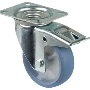 Roulette de transport pivotante BS Rollers avec frein roue en caoutchouc thermoplastique pneu bleu évident roulement à rou...