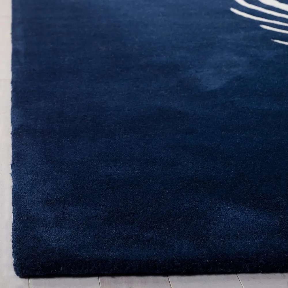 Round Blue Feather Super Soft Récent Zealand Wool Rug