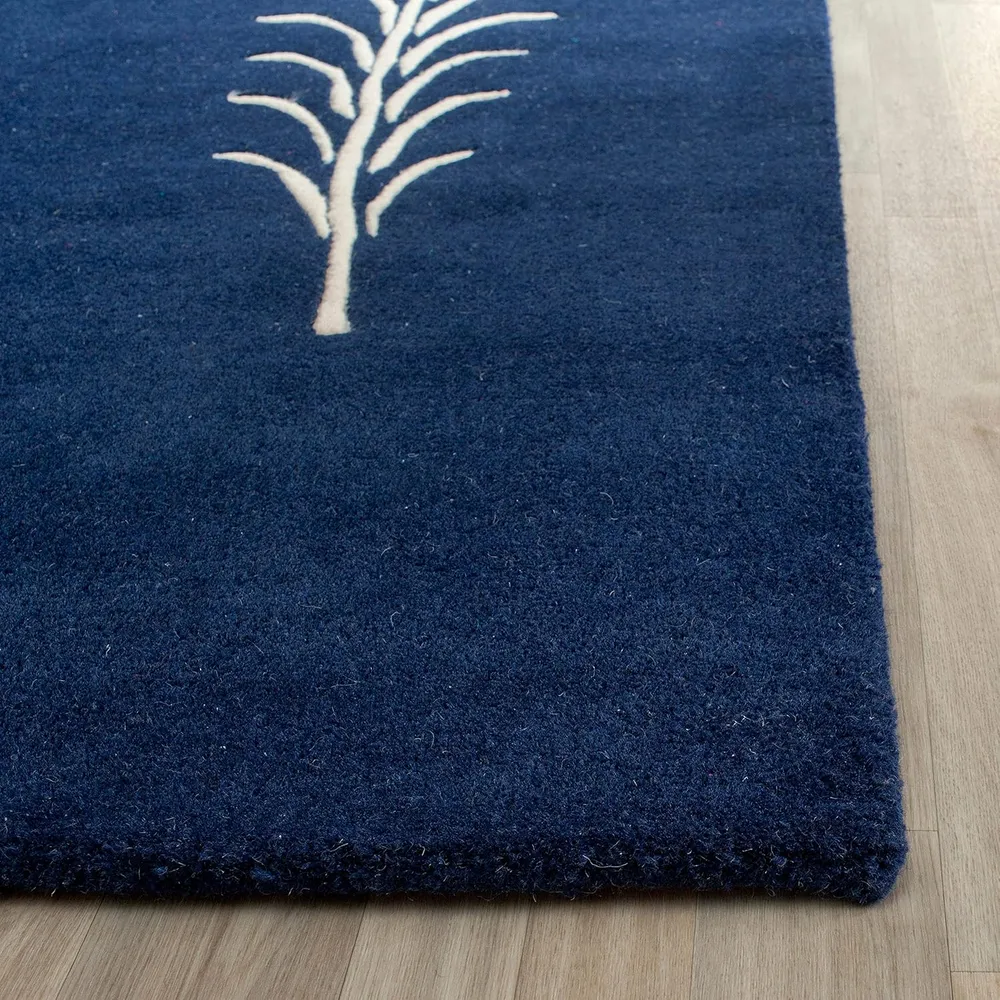 Round Blue Feather Super Soft Récent Zealand Wool Rug