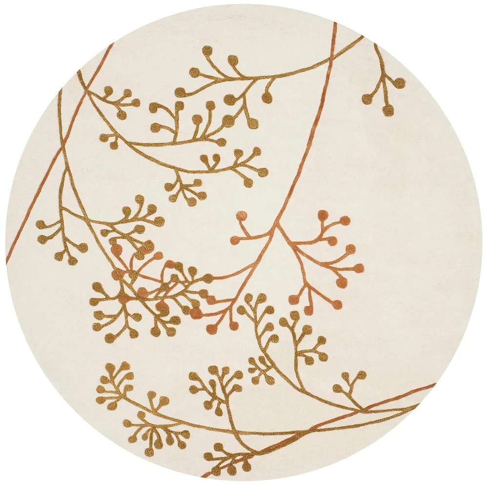 Round Cream & Gold Super Soft Récent Zealand Wool Rug