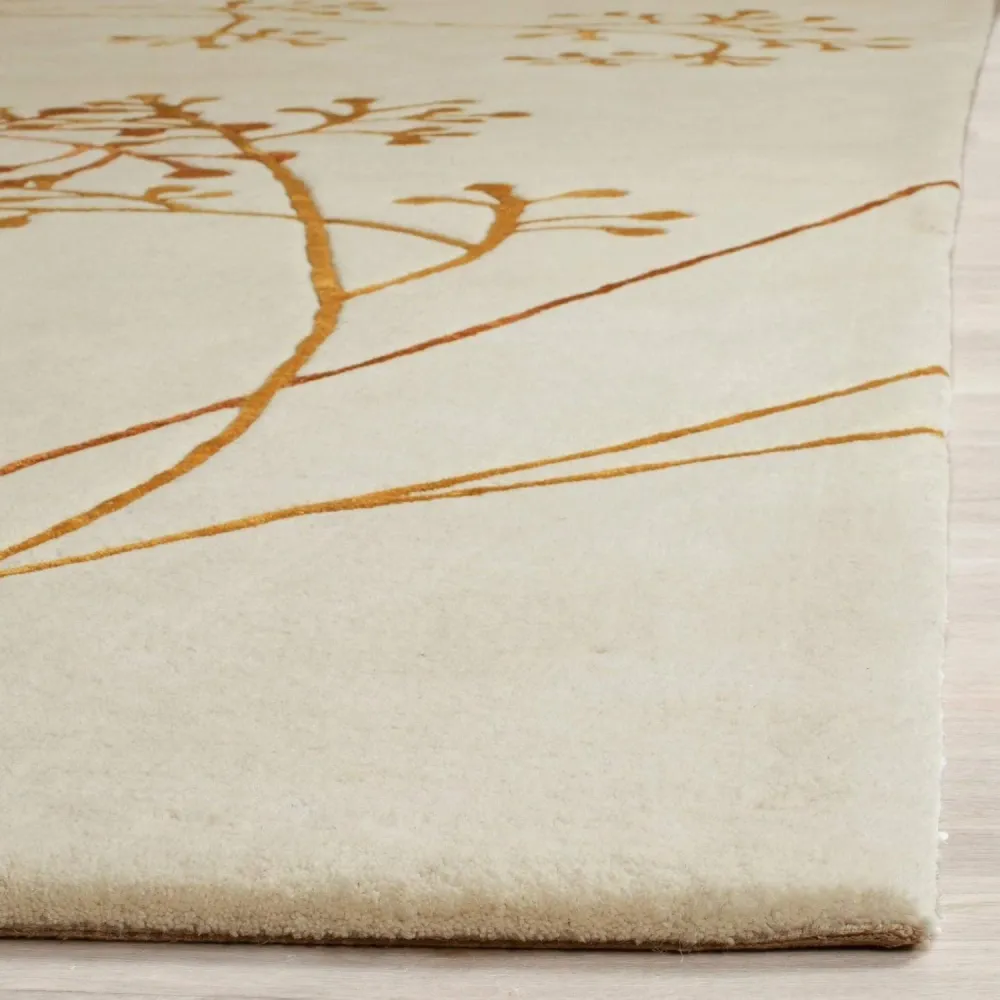 Round Cream & Gold Super Soft Récent Zealand Wool Rug