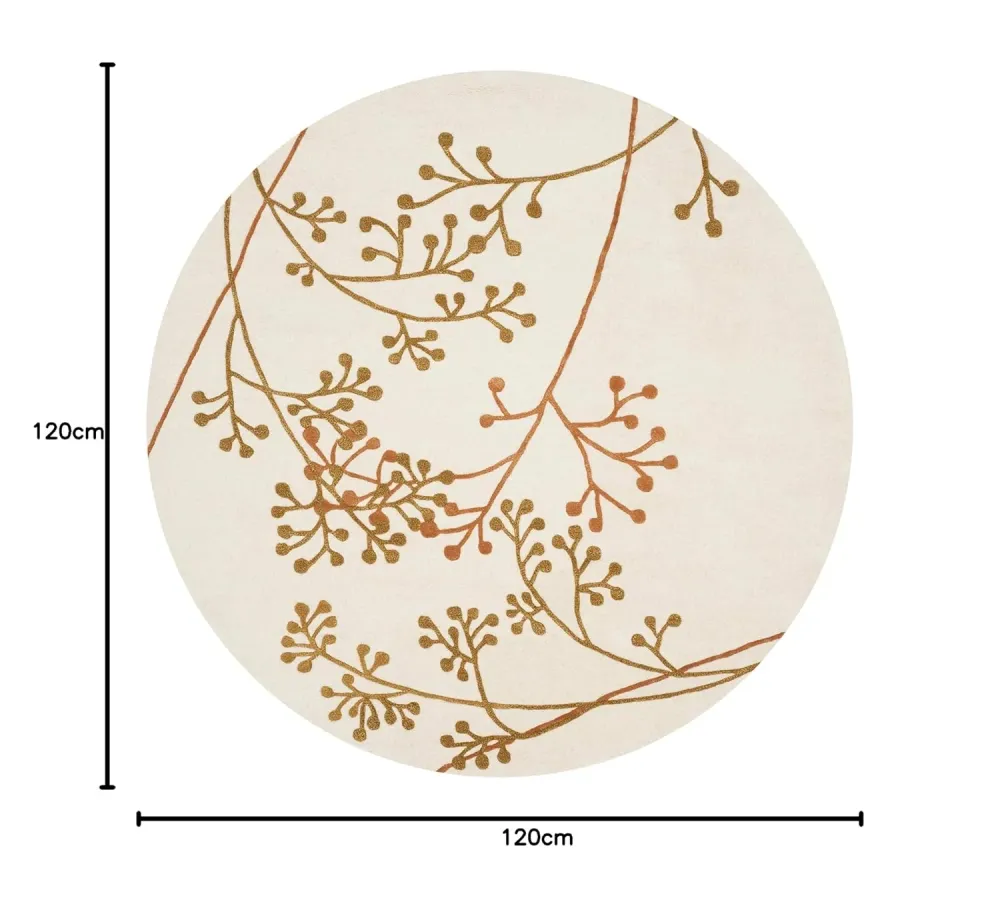 Round Cream & Gold Super Soft Récent Zealand Wool Rug