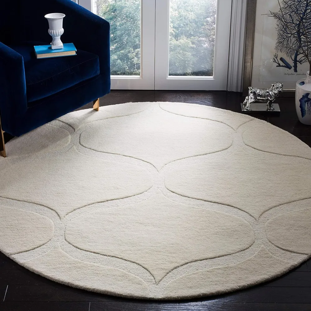 Round Cream Super Soft New Zealand Laine Rug