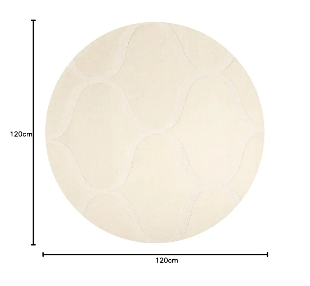 Round Cream Super Soft New Zealand Laine Rug