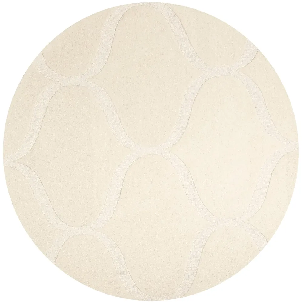 Round Cream Super Soft New Zealand Laine Rug