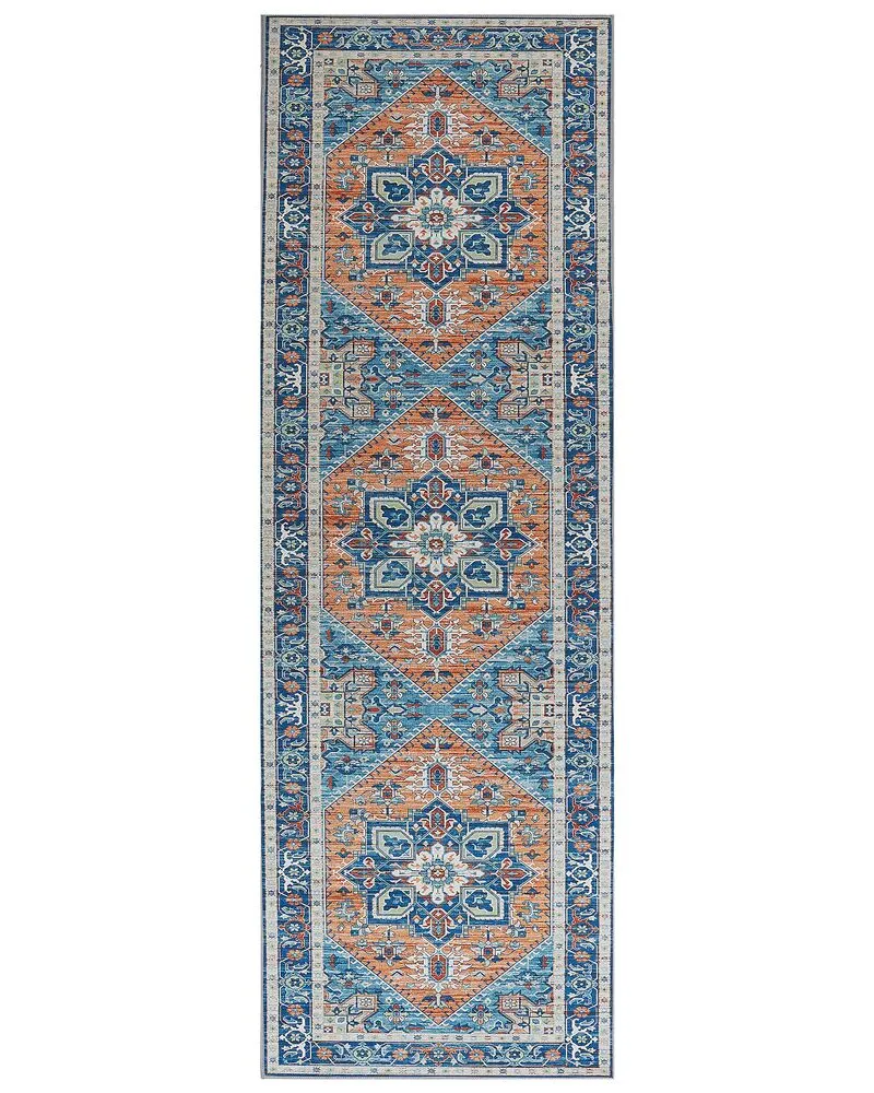 Runner Rug 80 x 240 cm Blue and Orange RITAPURAM