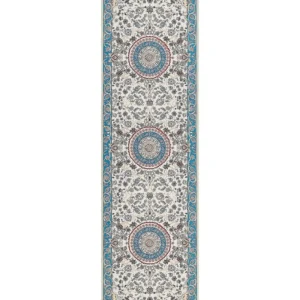 Runner Rug 80 x 300 cm Naturel and Blue GORDES
