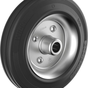 Roue en caoutchouc plein Wicke avec pneus en caoutchouc standard noirs montés sur une jante en tôle emboutie GB 180/50 / 4...