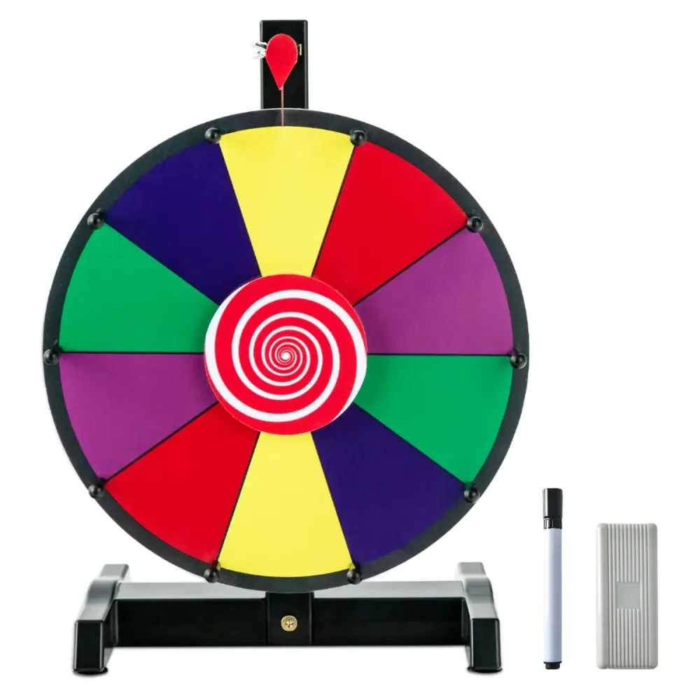 Roue de la fortune dia.30 cm - 10 emplacements prize wheel avec marqueur effaceur base antidérapante 20_0009175