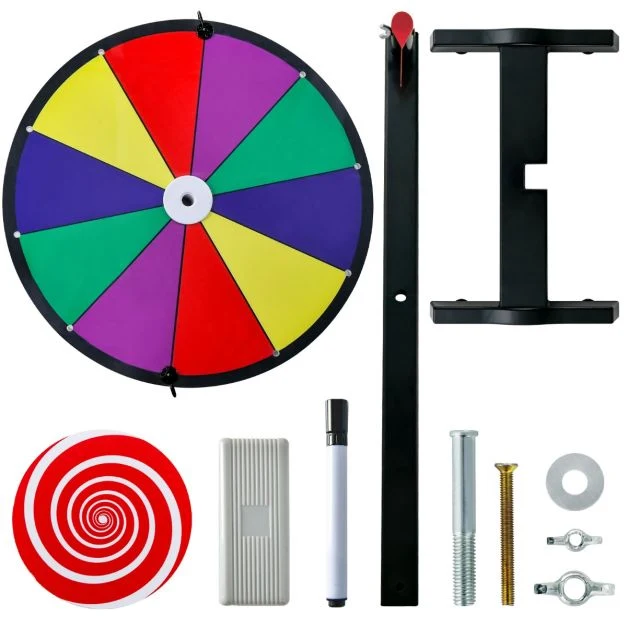Roue de la fortune dia.30 cm - 10 emplacements prize wheel avec marqueur effaceur base antidérapante 20_0009175