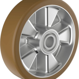 Roue haute résistance Wicke avec pneu en polyuréthane Topthane® 92 Shore marron sur jante en aluminium moulé sous pression...