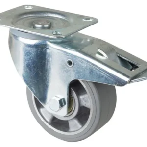 Rouleau de transport BS rollers avec frein largeur 50 mm Ø125 mm jusqu'à 220 kg pneus élastiques gris corps de ro...