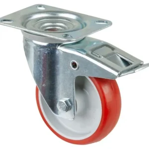 Rouleau de transport BS rollers avec frein largeur 30 mm Ø100 mm jusqu'à 125 kg polyuréthane rouge roulement à ro...