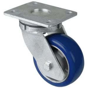 Roulette pivotante pour charges lourdes BS Wheels roue en polyuréthane 83 Shore jante en aluminium roulement à billes plat...
