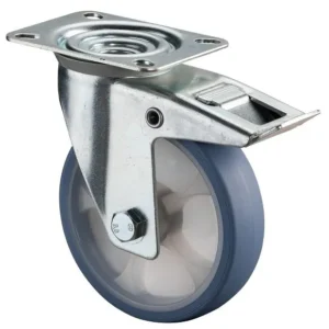 Roulette de transport pivotante BS Rollers avec frein roue en caoutchouc thermoplastique pneu bleu évident roulement à rou...