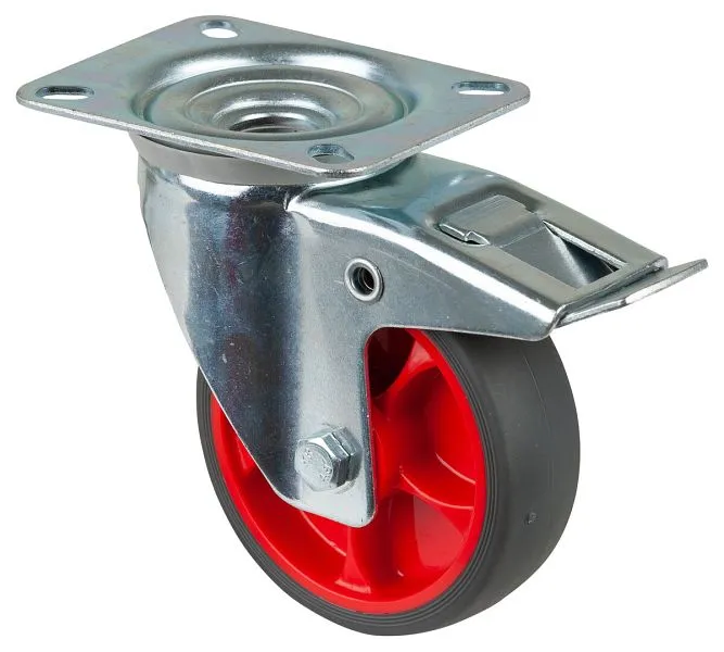 Roulette de transport à roulettes BS roulette pivotante avec frein roue en caoutchouc thermoplastique pneu gris roulement...