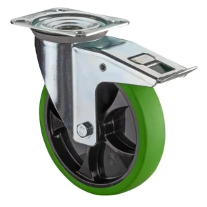 Roulette de transport à roulettes BS roulette pivotante avec frein roue en caoutchouc thermoplastique pneu vert jante noir...