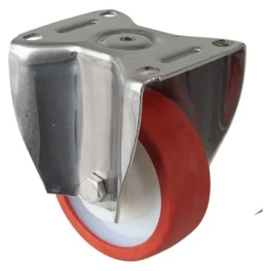 Roulettes fixes pour charges lourdes en acier inoxydable roulettes en acier inoxydable roue en polyuréthane rouge à palier...
