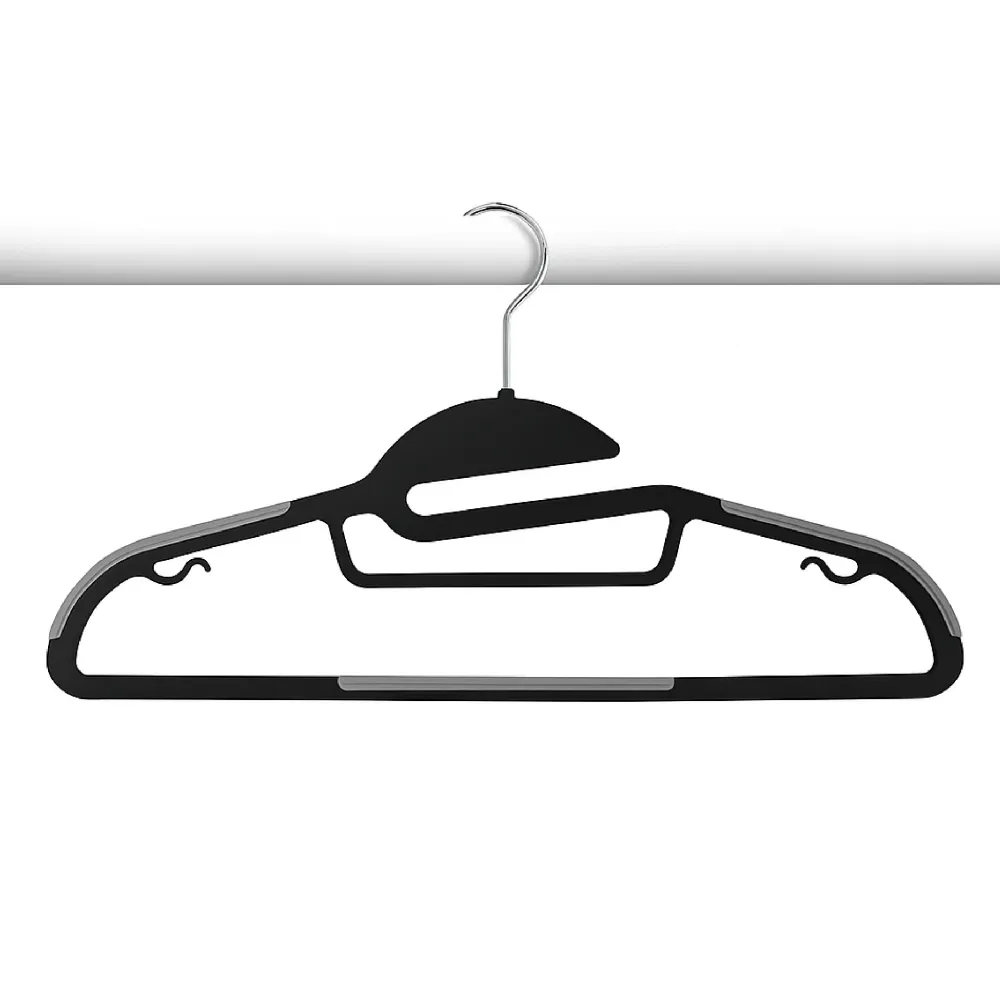 Extension de marche Set de 10 cintres en plastique noir – Antidérapants