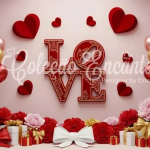 Certifié CE Toile de fond Saint Valentin Ballons Cadeaux Romantiques Par Magali