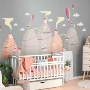 Couvre-selle imperméable Stickers montagnes scandinaves montgolfières amies du ciel 120 x 180 cm