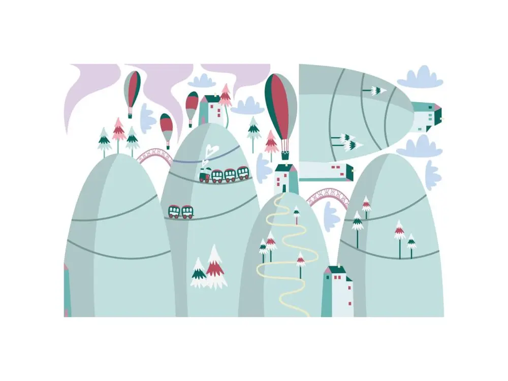 Stickers montagnes scandinaves montgolfières spectaculaires 120 x 180 cm