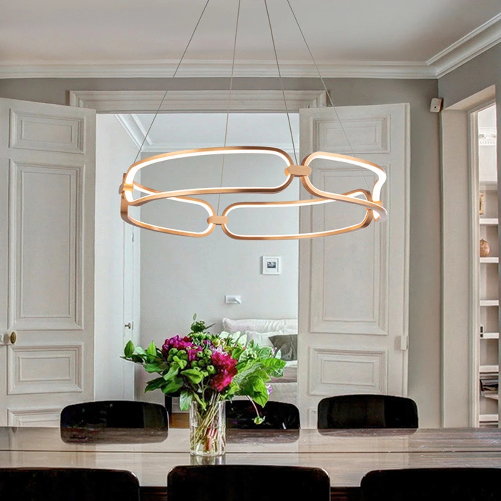 Chaîne de transmission Suspension LED Colette, or rose