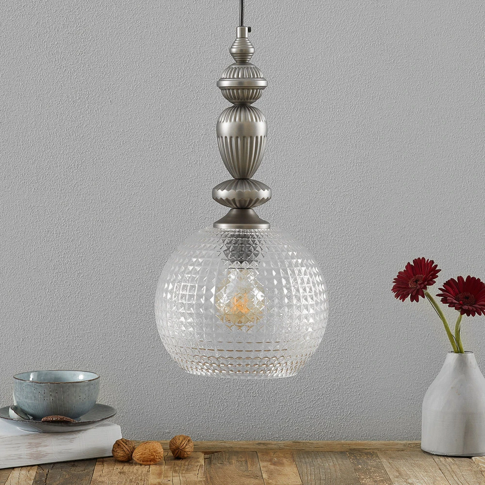 Chaîne de transmission Talisa - suspension avec abat-jour verre décoratif