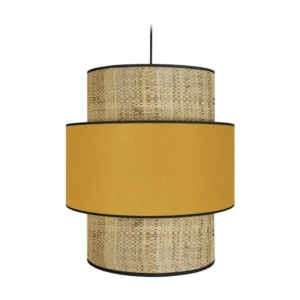 COCHIN - Suspension cylindrique tissu paillle et jaune avec Garantie Constructeur