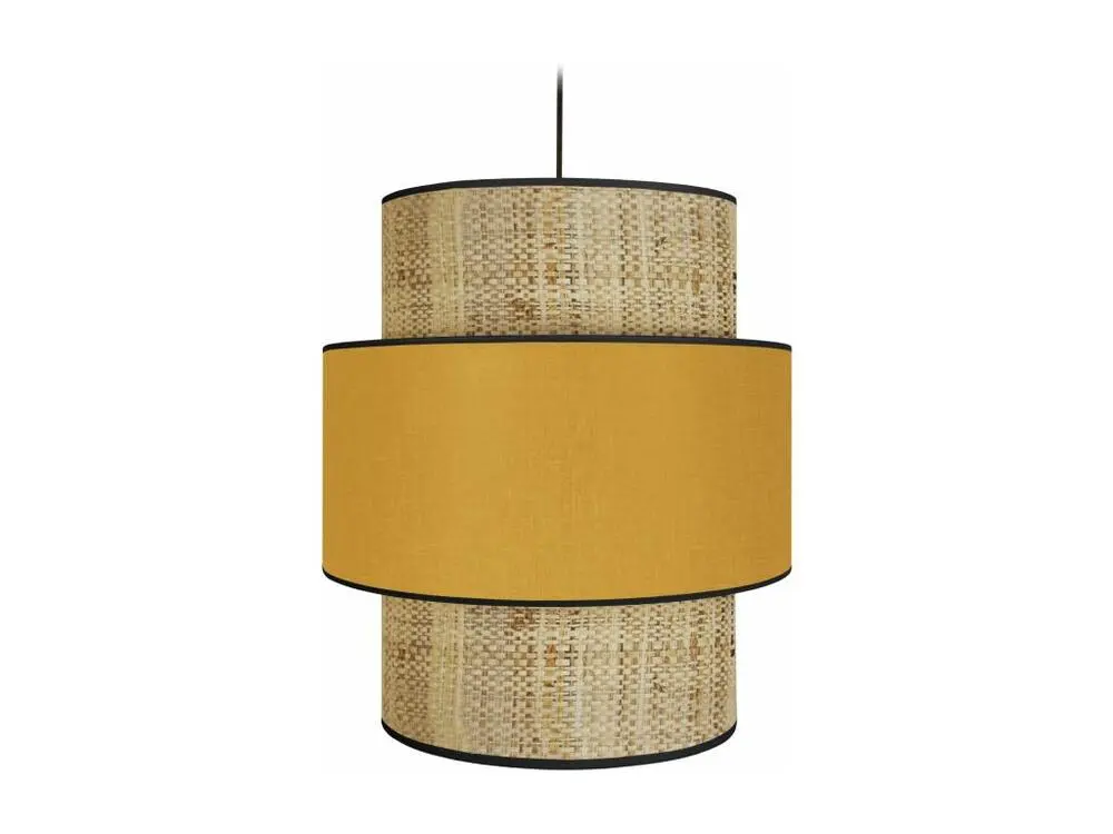 COCHIN - Suspension cylindrique tissu paillle et jaune avec Garantie Constructeur