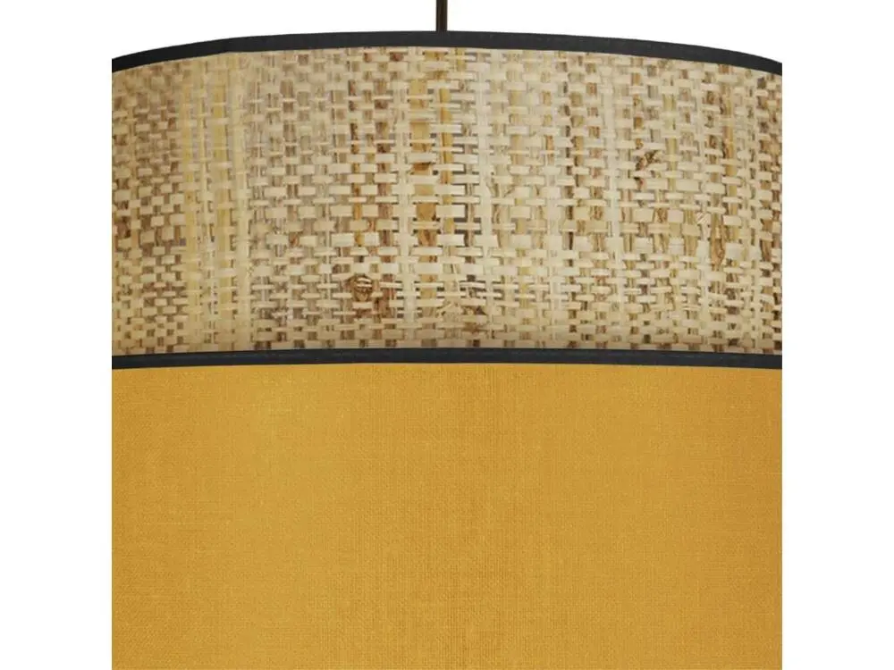 COCHIN - Suspension cylindrique tissu paillle et jaune avec Garantie Constructeur