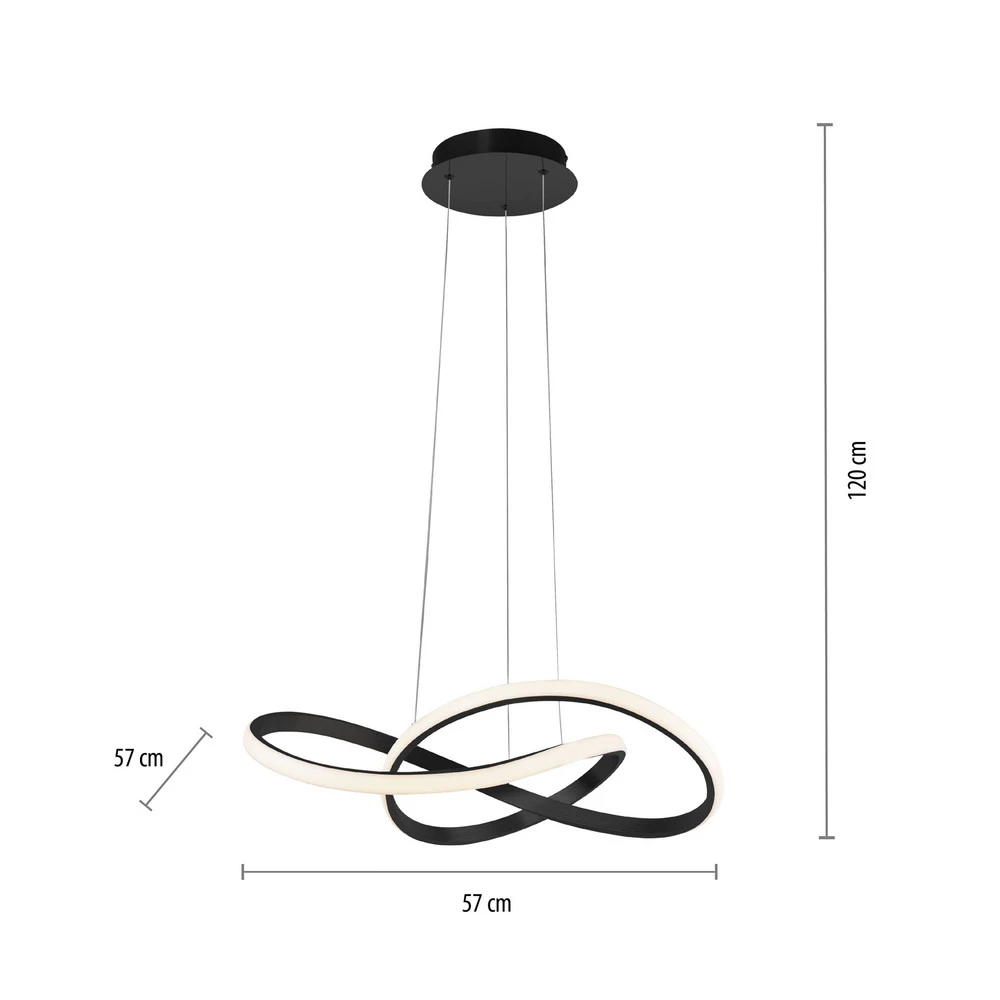 Disque de frein perforé Suspension LED Maria, 3-step-dim, noire