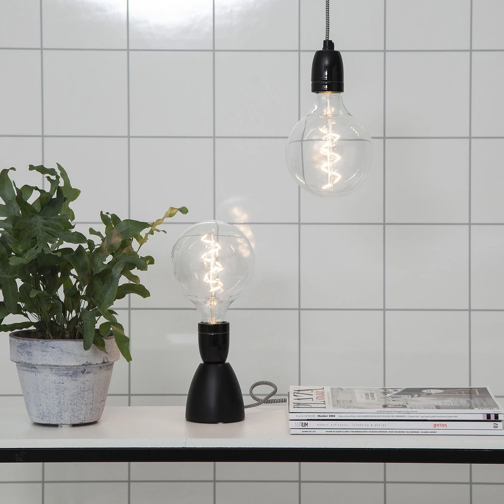 Douille E27 Glaze avec câble, gris pour usage intensif