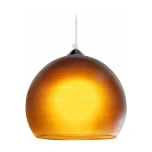 GLOBE LIGNES - Suspension globe verre marron avec notice de montage