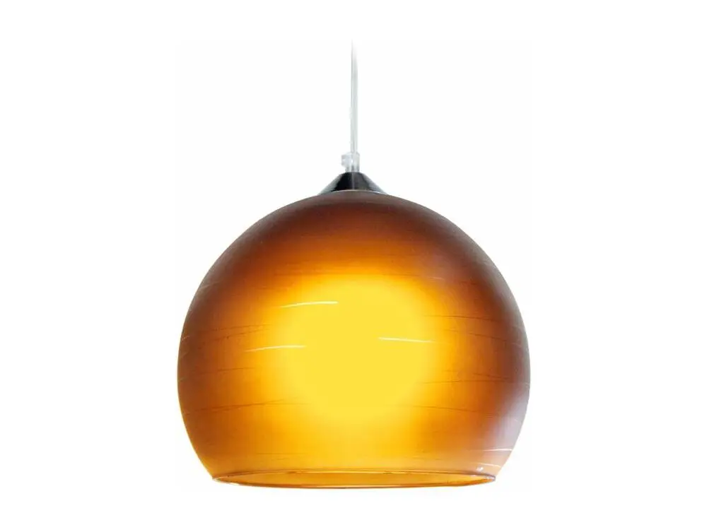 GLOBE LIGNES - Suspension globe verre marron avec notice de montage