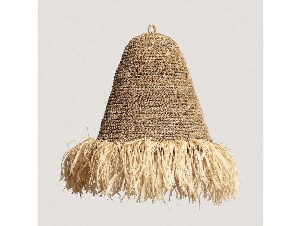 Ledkia Abat-jour Suspension Rotin Rahan ILUZZIA avec rivets de maillon