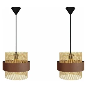 MISIS LOT2 - Suspension cylindrique métal marron et or par Akrapovič