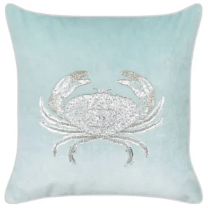 Panne Cushion Crab Motif 45 x 45 cm Blue BOSSIELLA