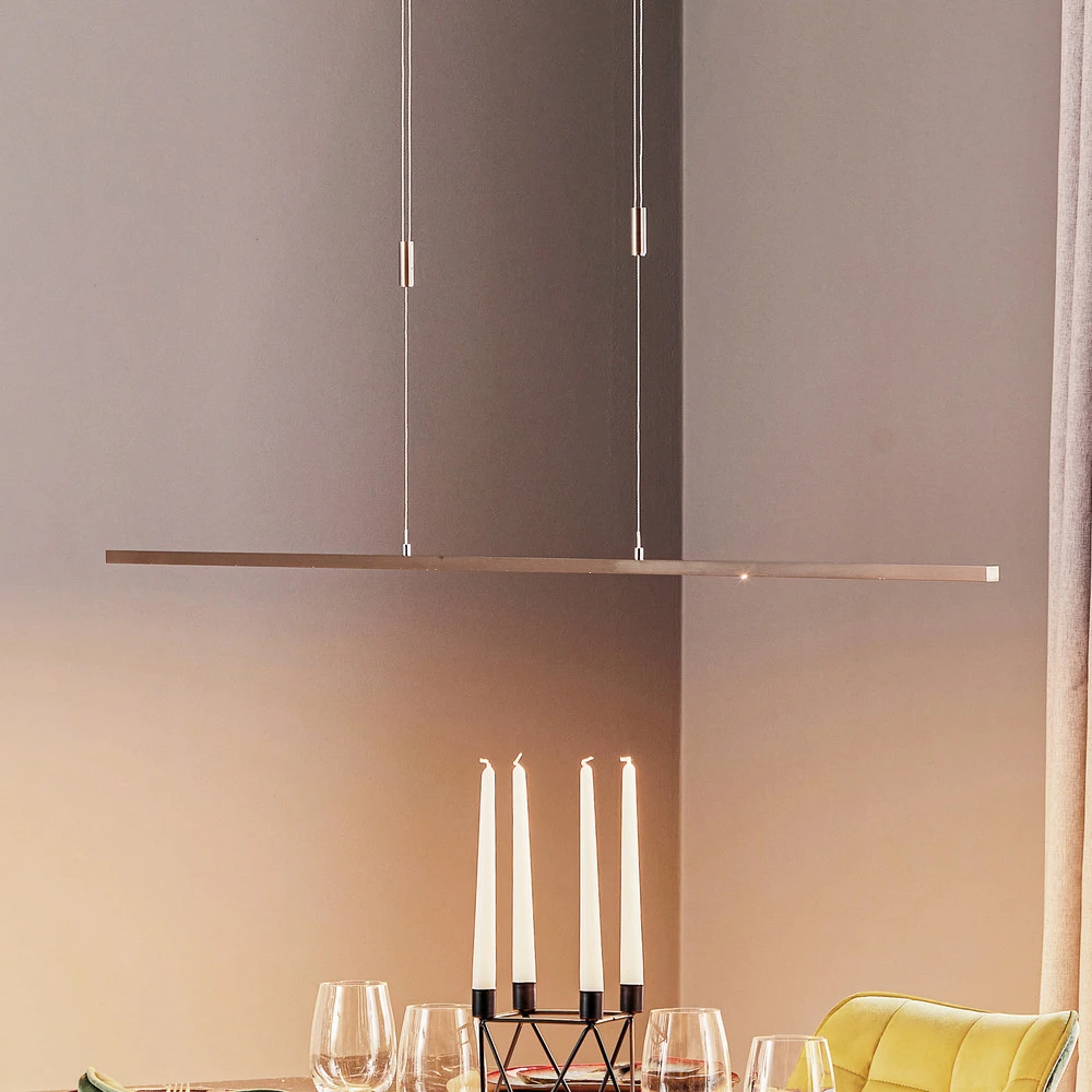 Quitani Suspension LED Tolu, nickel, longueur 158 cm avec meilleure adhérence