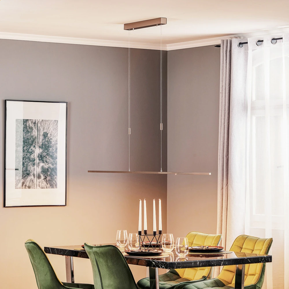 Quitani Suspension LED Tolu, nickel, longueur 158 cm avec meilleure adhérence