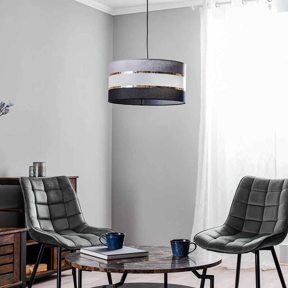 Racing Suspension Helen abat-jour gris-noir-doré Ø 40cm