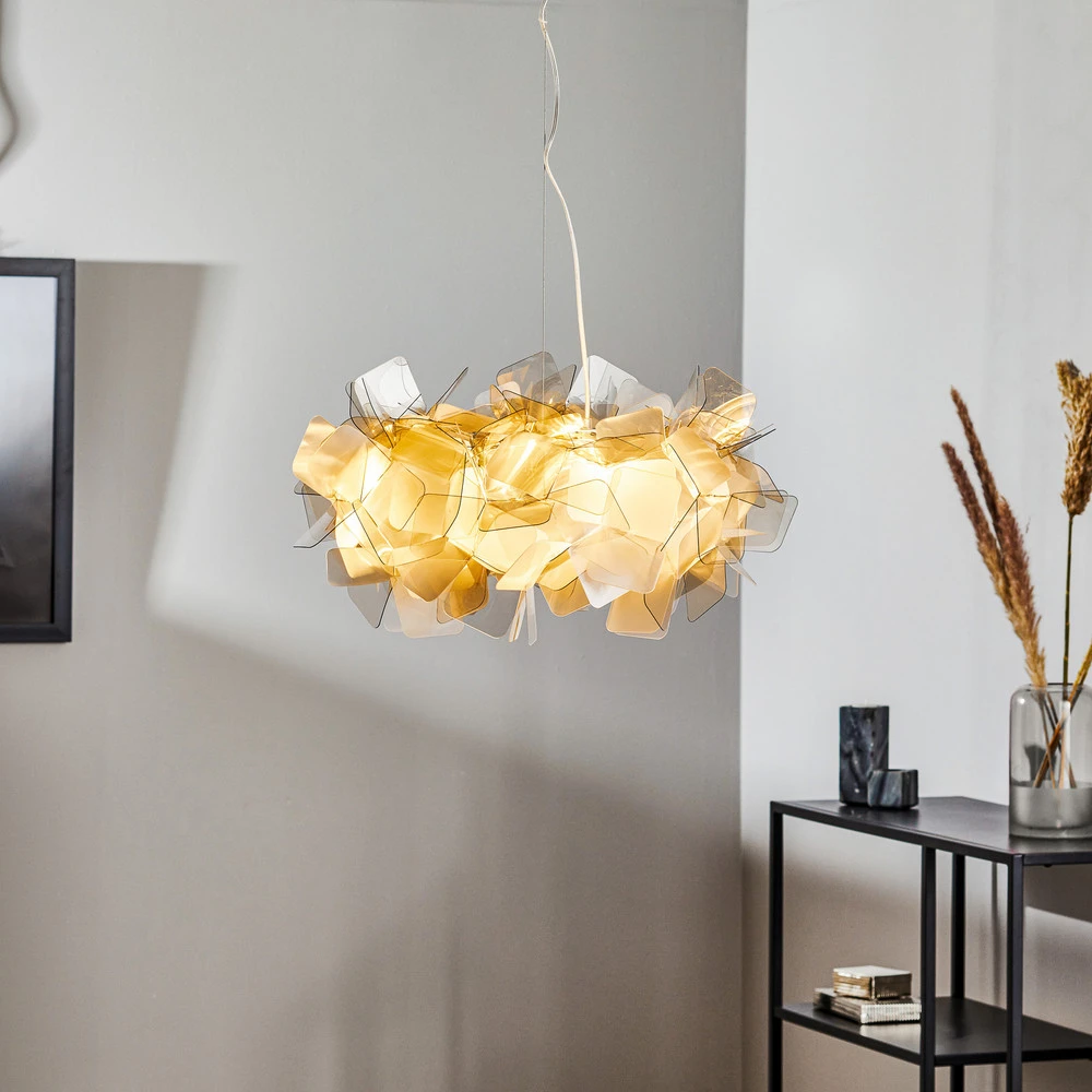 Slamp Clizia suspension de designer, gris fumée en acier inoxydable