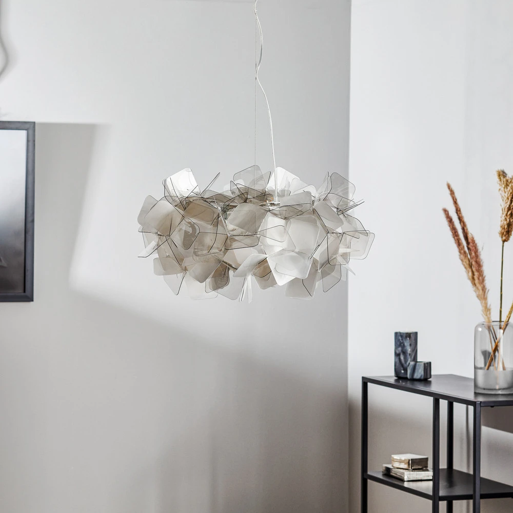 Slamp Clizia suspension de designer, gris fumée en acier inoxydable